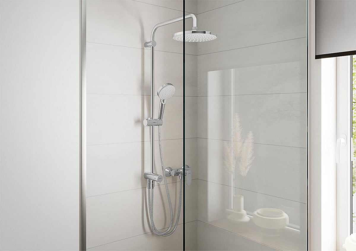 Hansgrohe Vernis Blend 200 Reno shower column with hand shower + 205 mm diameter overhead shower, chrome