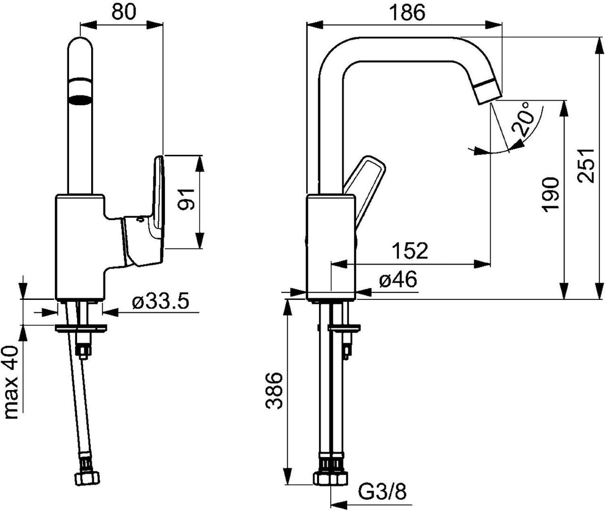 Mitigeur de lavabo Hansa Hansapolo saillie 152 mm chromé