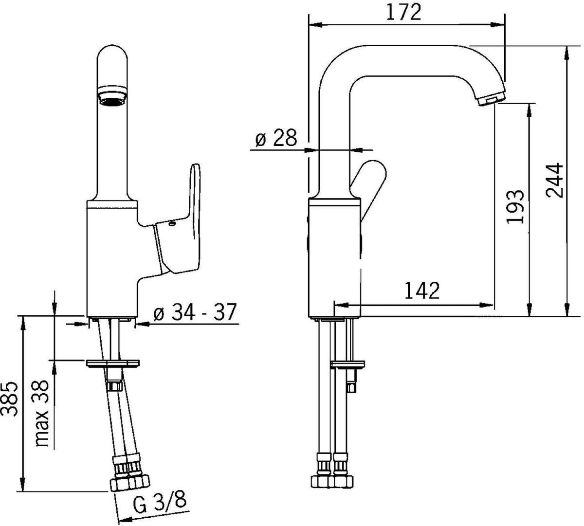 Mitigeur de lavabo Hansa Hansaprimo saillie 142 mm chromé