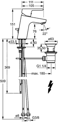 Mitigeur de lavabo Hansa Hansaprimo saillie 110 mm chromé