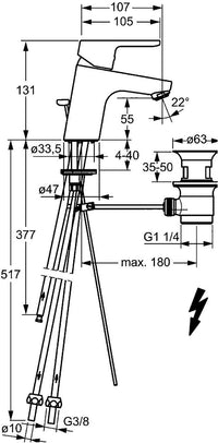 Mitigeur de lavabo Hansa Hansaprimo saillie 107 mm chromé