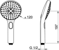 Douchette Hansa Activejet 3 jets Ø 120 mm chromé/gris clair