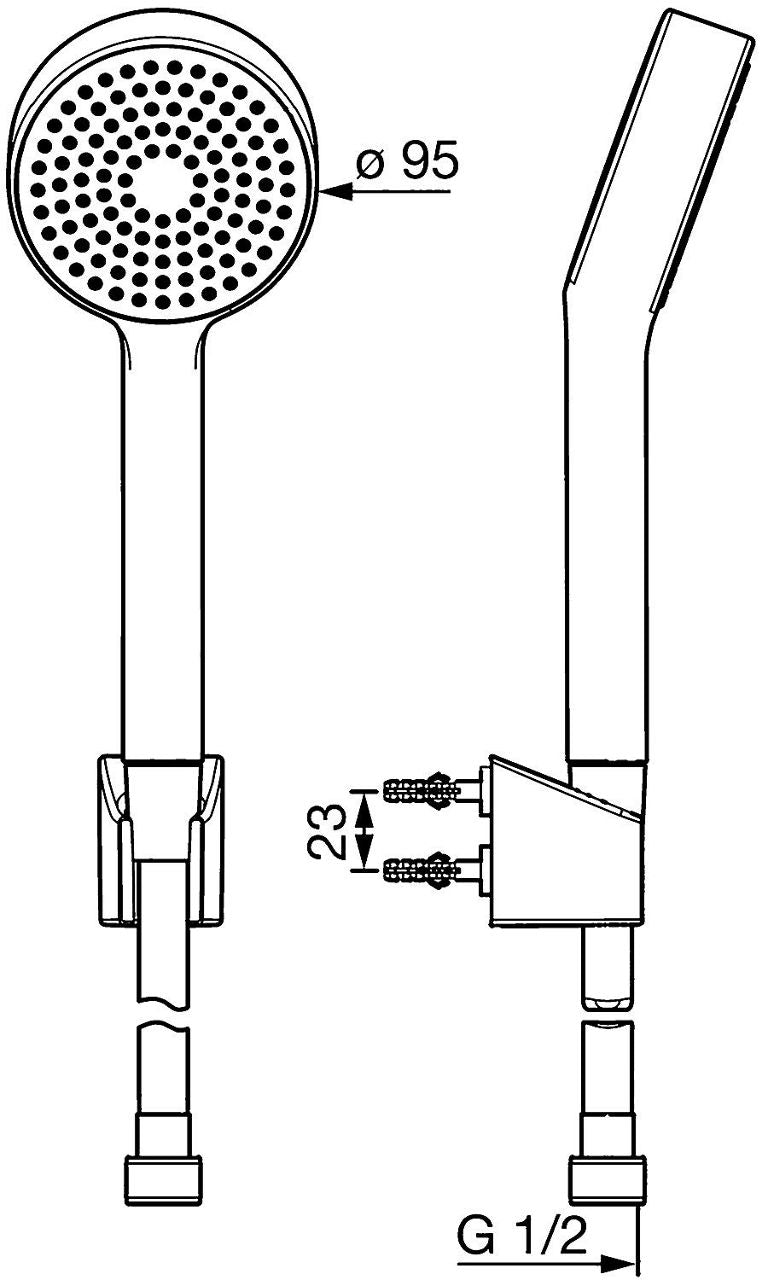 Kit douchette Hansa Hansabasicjet 1 jet Ø 95 mm, flexible 1500 mm chromé