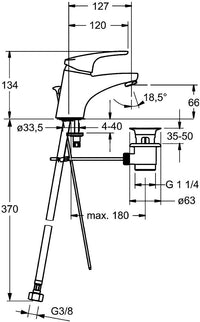 Mitigeur de lavabo Hansa Hansamix saillie 127 mm chromé