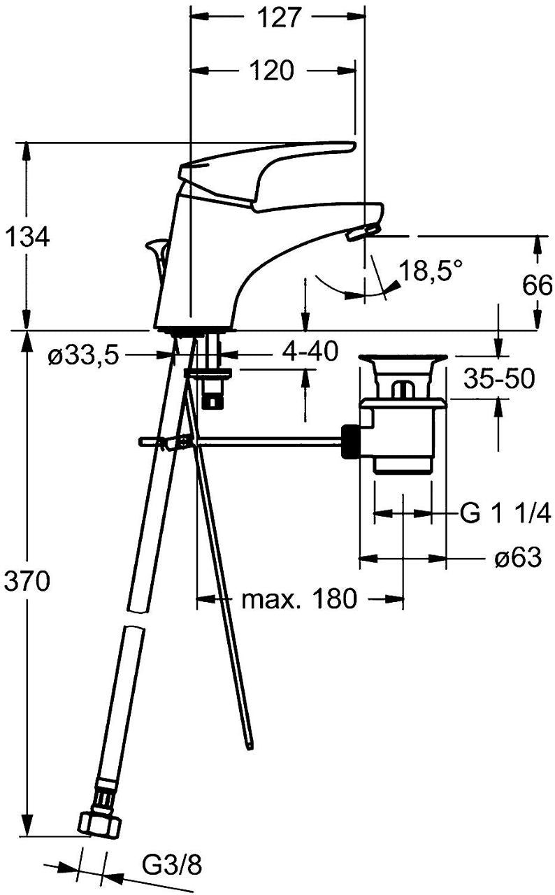 Mitigeur de lavabo Hansa Hansamix saillie 127 mm chromé