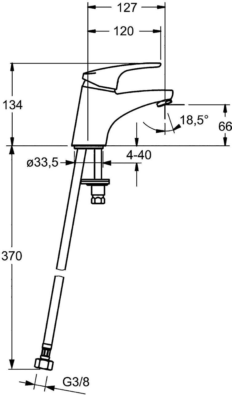 Mitigeur de lavabo Hansa Hansamix saillie 127 mm chromé