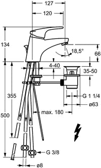 Mitigeur de lavabo Hansa Hansamix saillie 127 mm chromé