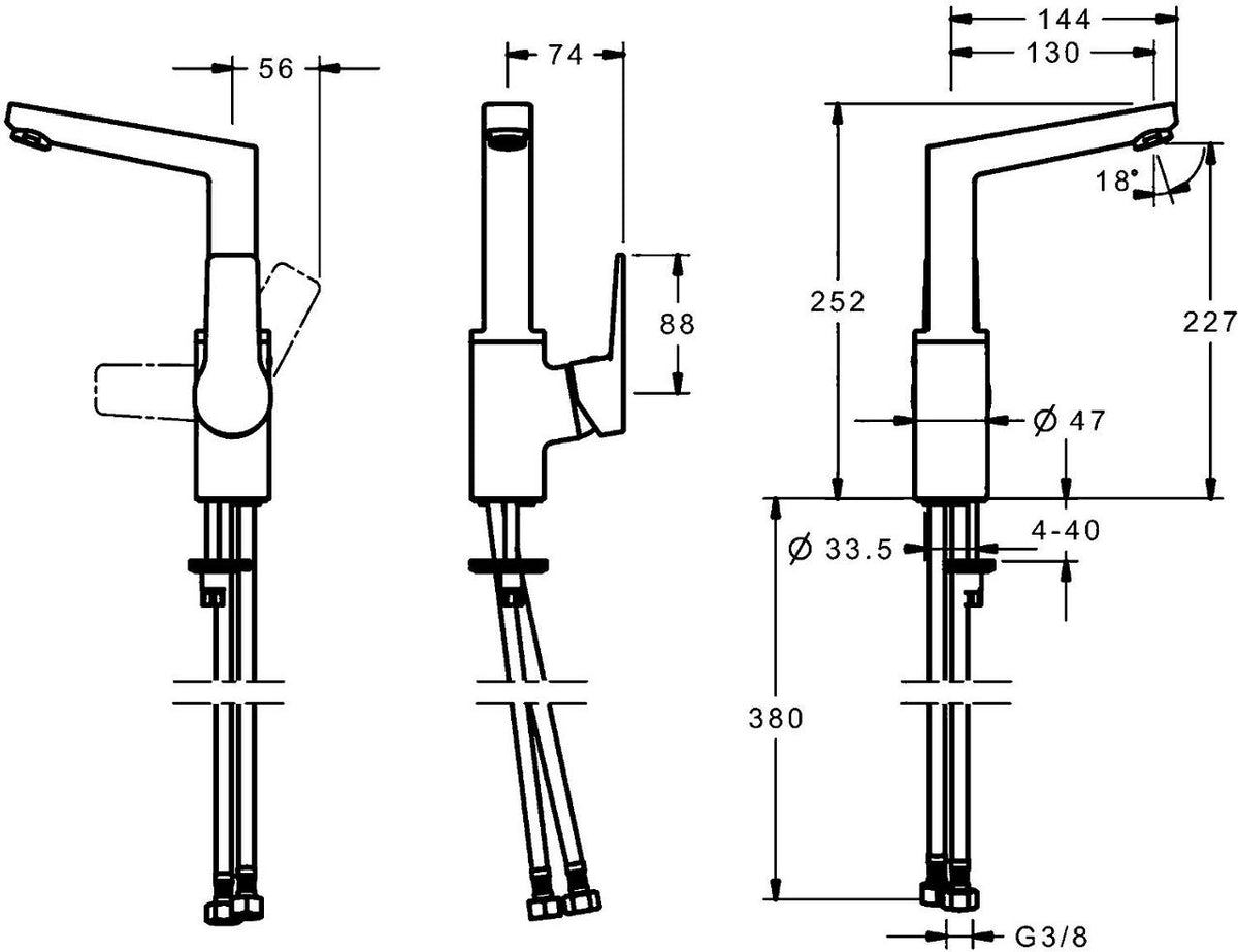 Mitigeur de lavabo Hansa Hansatwist saillie 130 mm chromé