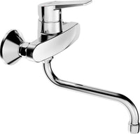 Mitigeur mural d'évier Hansa Hansatwist avec bec pivotant saillie 232 mm chrome