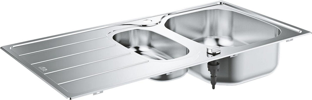 Évier inox Grohe K200 avec 1,5 bac réversible lxp: 965x500 mm