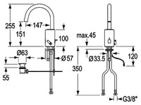 Robinetterie électronique de lavabo Conti loopino G10 saillie 147mm chromée