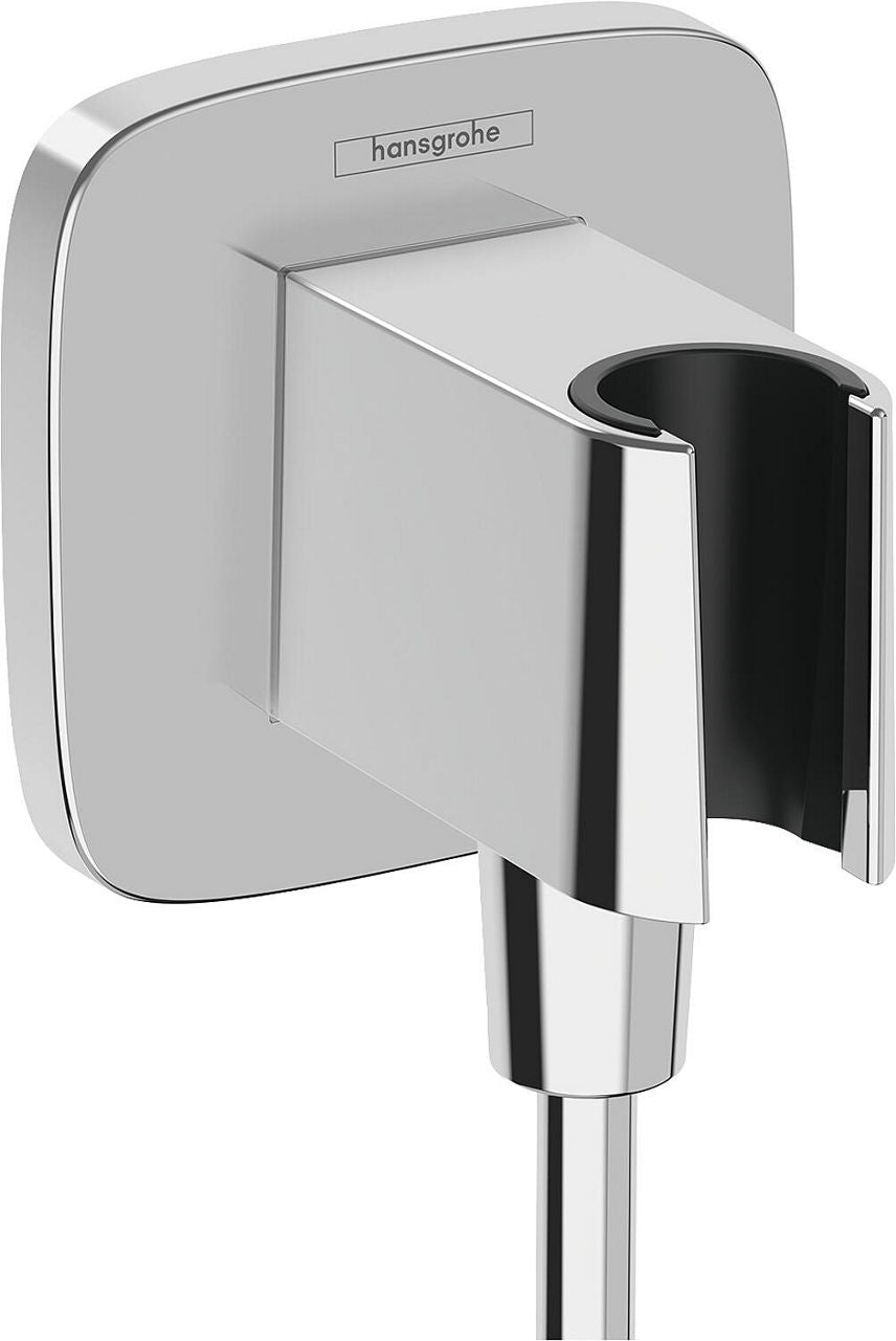 Coude de raccordement mural Hansgrohe Fixfit Q avec support de douchette DN15 (1/2") chromé