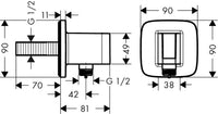 Coude de raccordement mural Hansgrohe Fixfit Q avec support de douchette DN15 (1/2") chromé