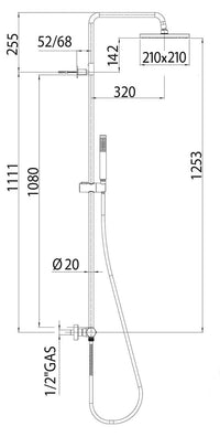 Colonne de douche thermostatique Muun Nero 210x210mm noir mat