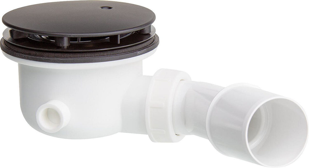 Écoulement de douche noir avec coude de sortie DN40/50 écoulement Ø90 mm