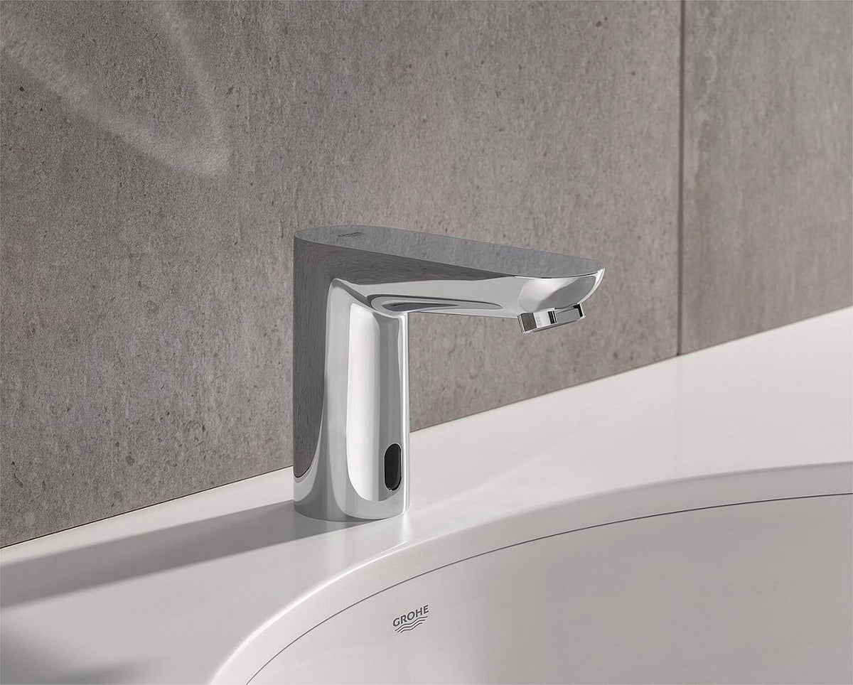 Robinetterie de lavabo infrarouge Grohe Euroeco CE chromée saillie 100mm