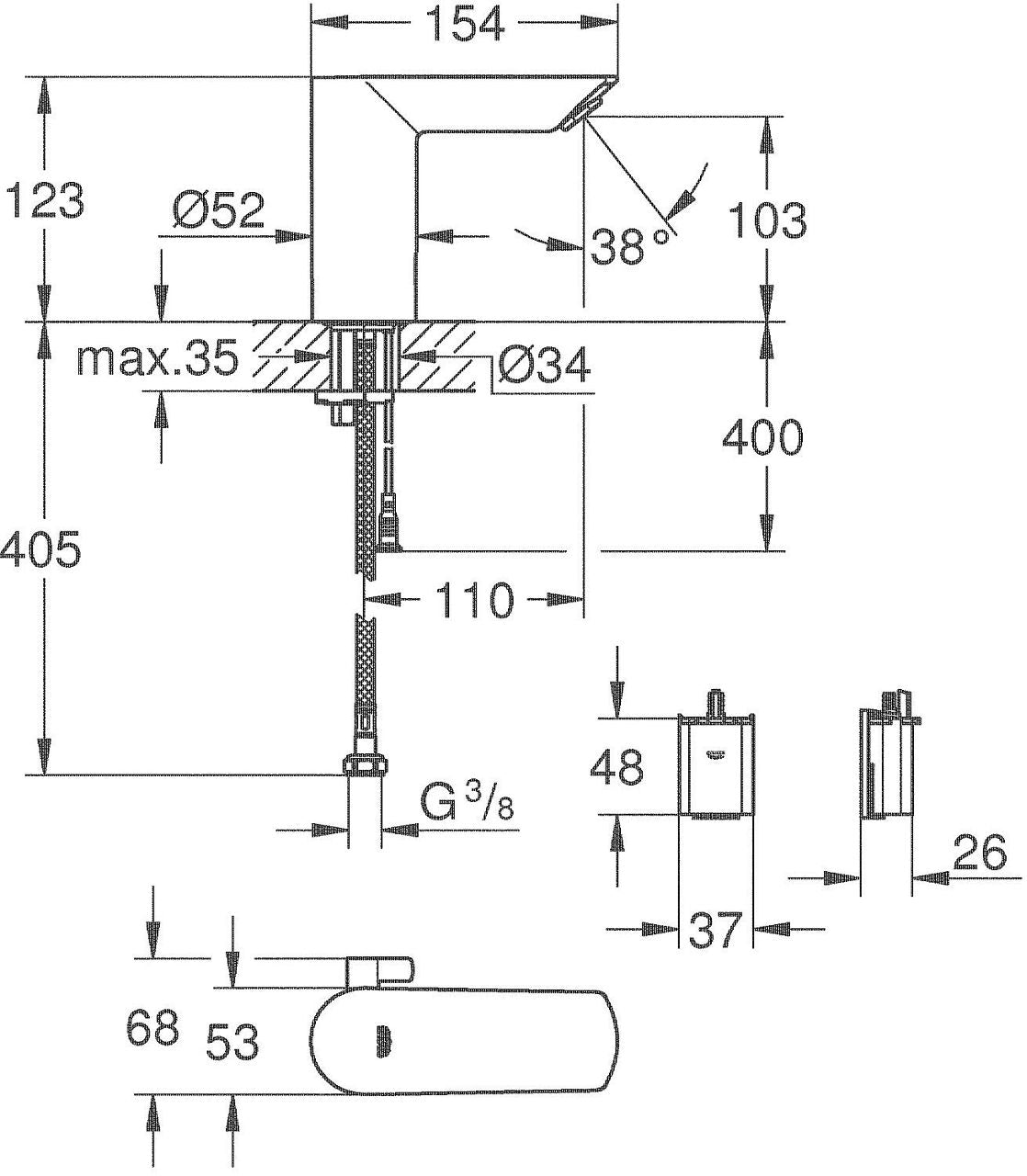 Robinetterie de lavabo infrarouge Grohe Bau Cosmopolitan E saillie 110mm chromé