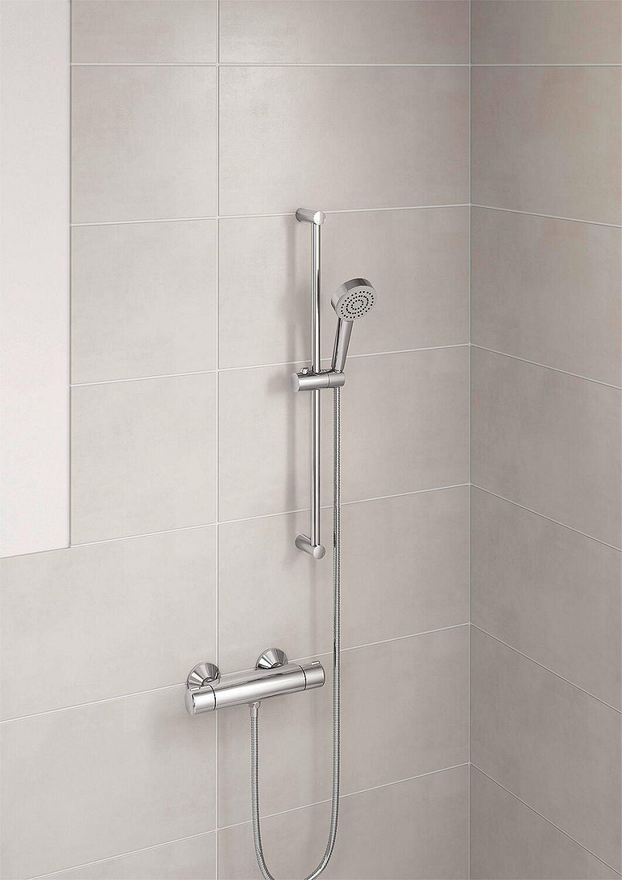 Hansa Hansabasic thermostatic shower column in chrome, 700mm rail, 3-jet hand shower