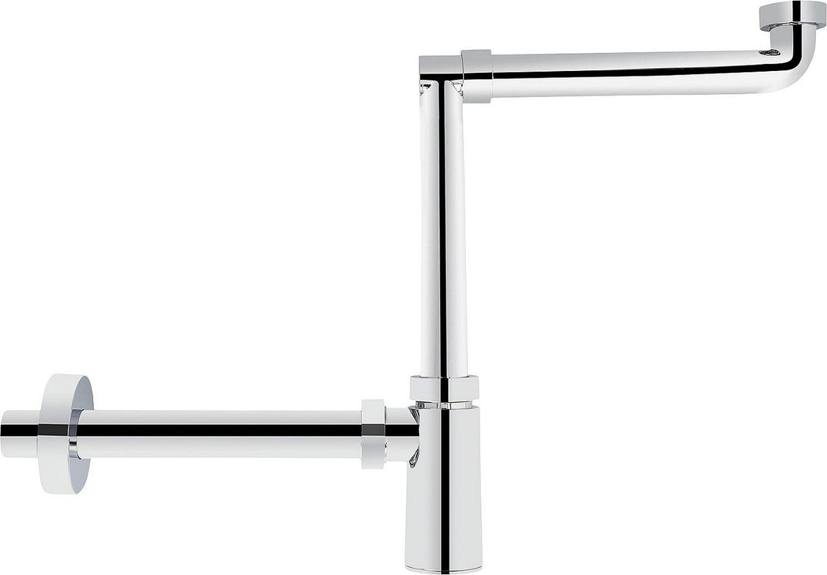 Siphon gain de place pour lavabo DN32 (1 1/4")x32mm, plastique chromé