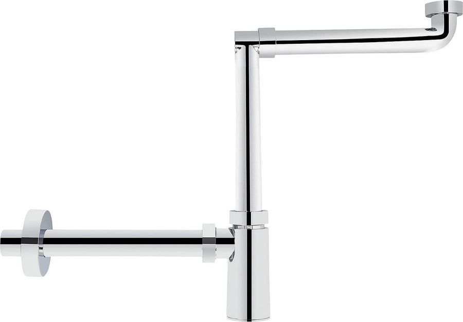 Siphon gain de place pour lavabo DN32 (1 1/4")x32mm, plastique chromé
