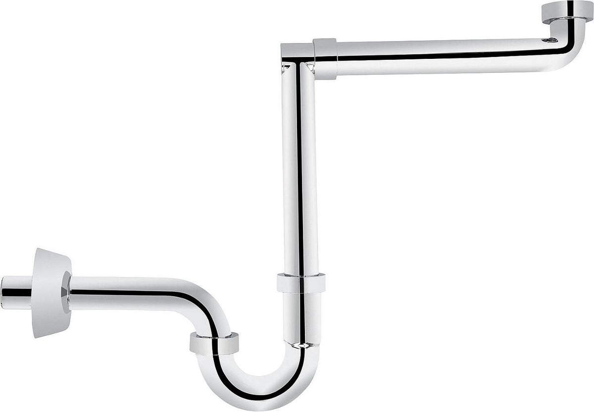 Siphon gain de place pour lavabo DN32 (1 1/4")x32mm, plastique chromé