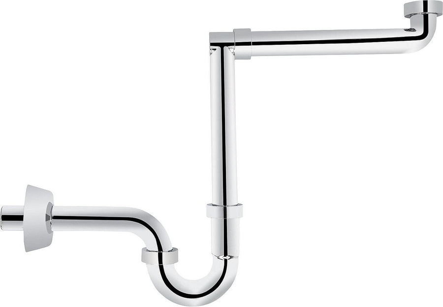 Siphon gain de place pour lavabo DN32 (1 1/4")x32mm, plastique chromé