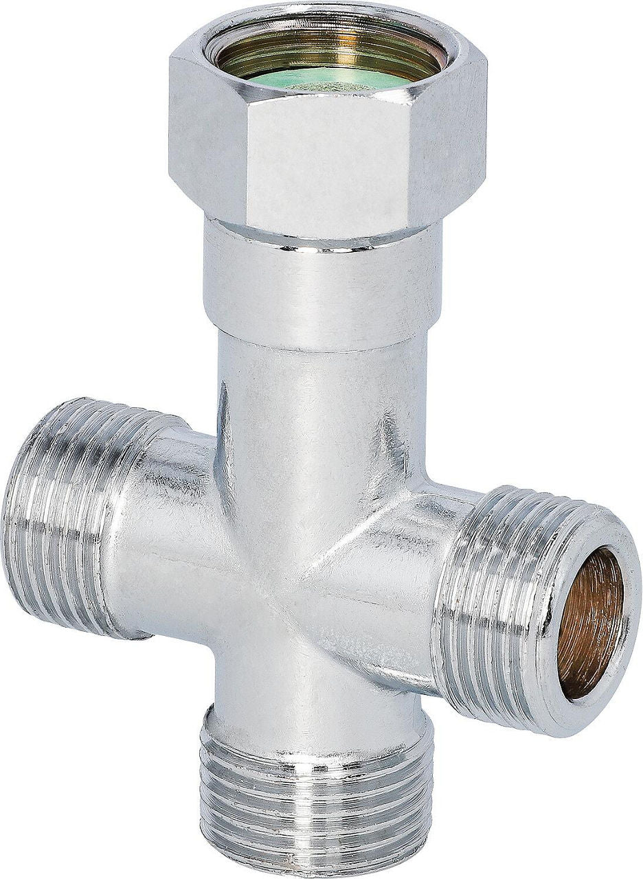 Raccord en croix inégal DN10 (3/8") chromé laiton