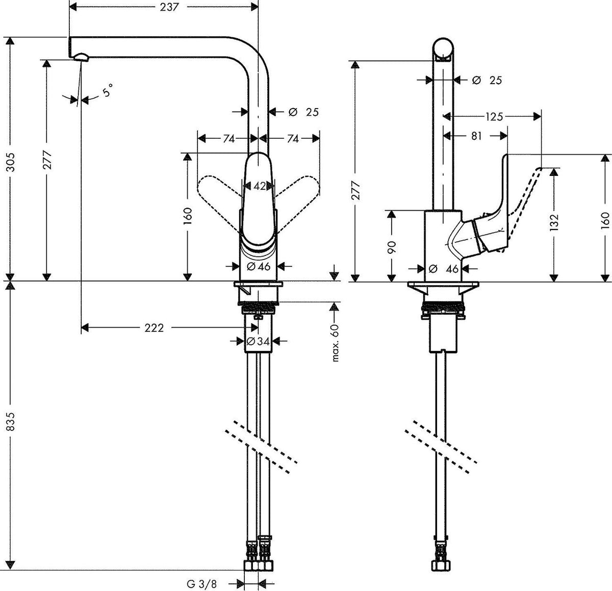 Hansgrohe Mitigeur d'évier Focus M41 280 mm