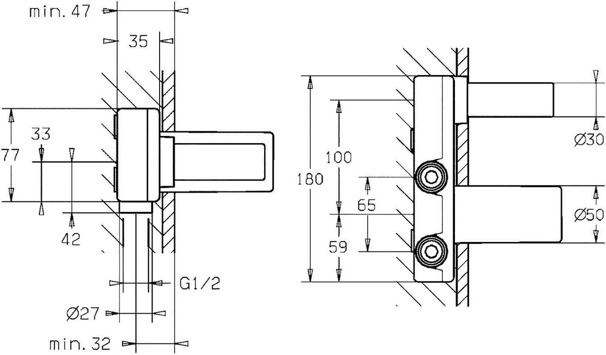 Corps encastré Hansa Vario pour mitigeur lavabo mural 2 trous, 57860100