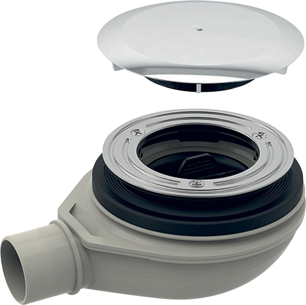 Kit d'écoulement pour receveur de douche Geberit ø 90 mm avec capot chromé