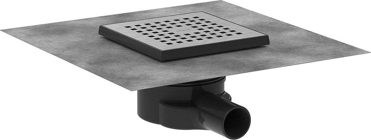 Kit complet RainDrain Point Hansgrohe en acier inoxydable brossé, carrélable
