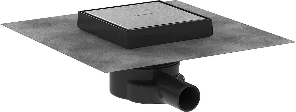 Kit complet RainDrain Point Hansgrohe en acier inoxydable brossé, carrélable