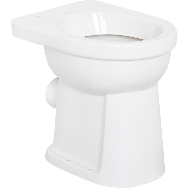 WC au sol à fond plat Geberit Renova Comfort barrierefrei, surélevé L x H x P : 355x450x475mm, sortie horizontale, blanc, 50 mm surélevé