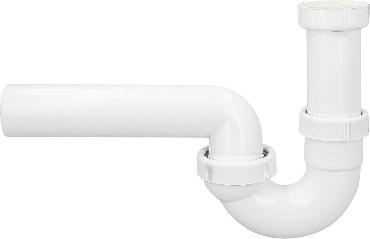 Siphon tubulaire pour éviers Dallmer type 100/0, DN50 (2") x DN50, plastique blanc