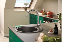 Mitigeur d'évier Grohe Bauedge avec bec extractible pivotant, saillie 215 mm chrome