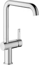 Mitigeur d'évier KWC Bevo E Bec orientable Saillie 220 mm poignée latérale inox brossé