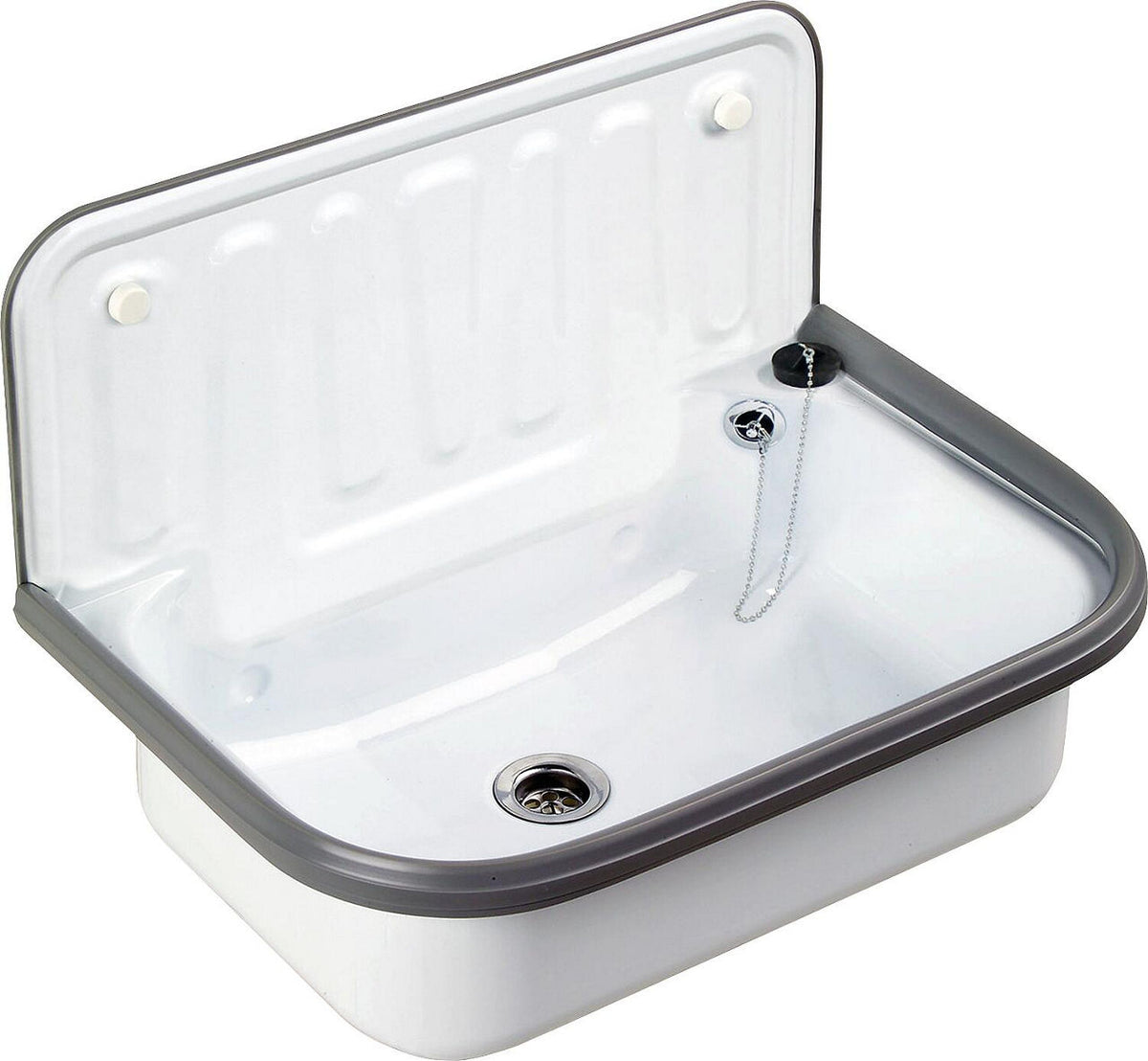 Bac déversoir acier blanc 495 x 370 x 297 mm avec trop-plein