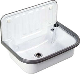 Bac déversoir acier blanc 495 x 370 x 297 mm avec trop-plein