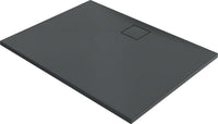 Receveur de douche Hüppe EasyFlat rectangulaire en fonte minérale, évacuation sur le côté long