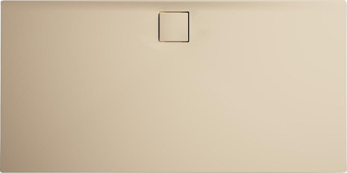 Receveur de douche Hüppe EasyFlat rectangulaire en fonte minérale, évacuation sur le côté long