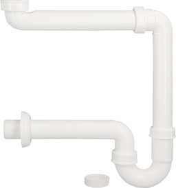 Siphon tubulaire à faible encombrement plastique blanc DN40 (1 1/2") x 40mm incluant réducteur DN32 (1 1/4")