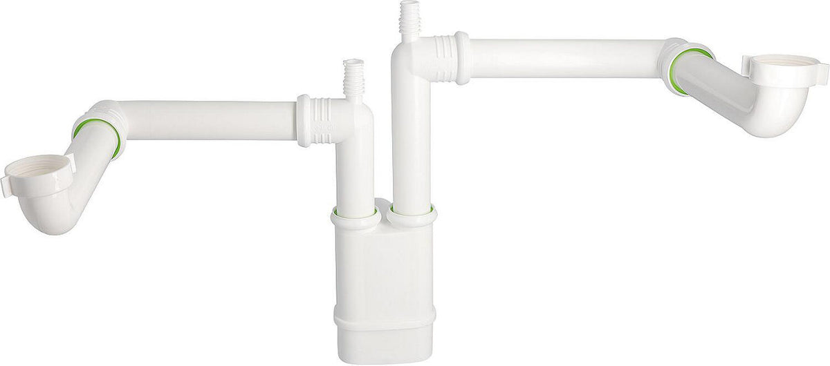 Siphon gain de place pour double évier DN 40