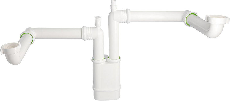 Siphon gain de place pour double évier DN 40