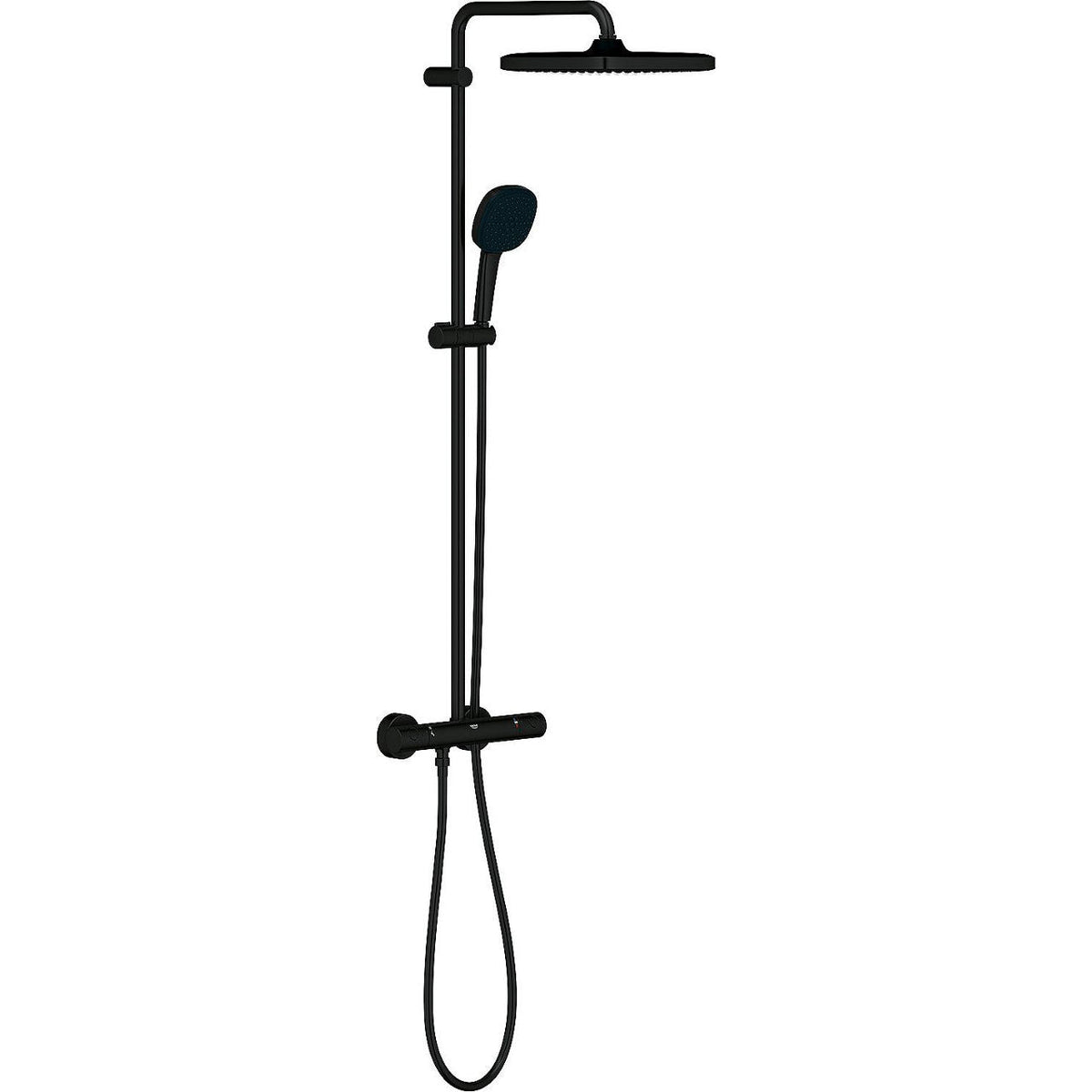 Grohe Tempesta 250 Cube Shower Column with Thermostat, Matte Black