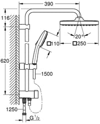 Grohe Tempesta 250 Cube Brausesäule ohne Mischer mattschwarz