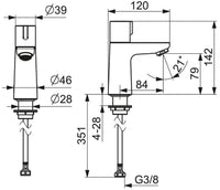 Robinet sur colonne Hansa Hansanova saillie 84 mm chromé