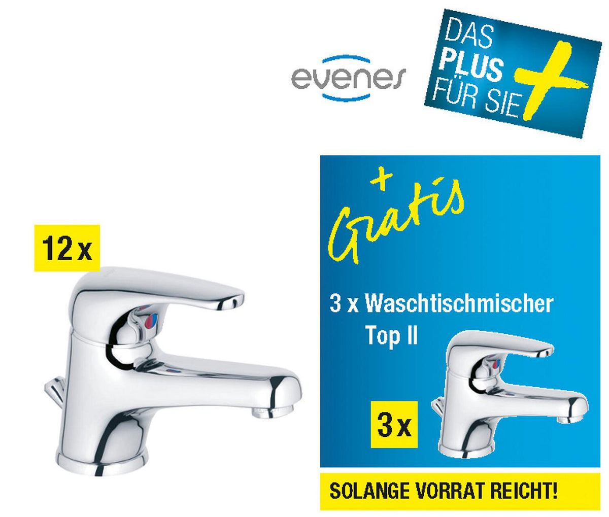 Mitigeur de lavabo Evenes Top II saillie 118mm chromé