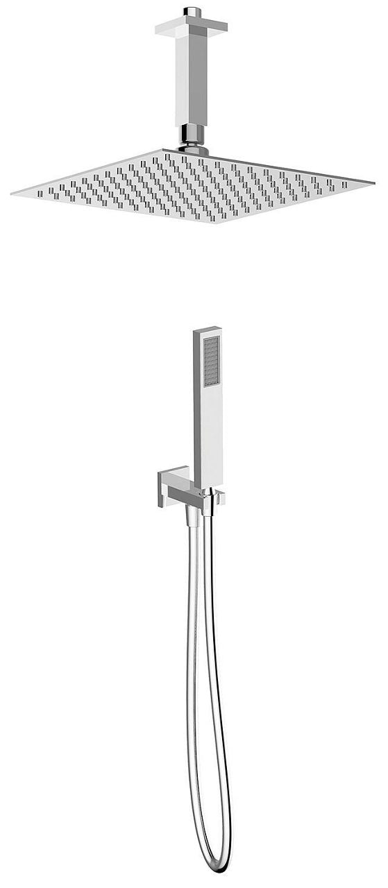 Kit de douche Xerias avec douche de tete et douchette raccordement plafond carre