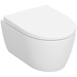 Pack combiné Geberit Icon WC suspendu à fond creux saillie réduite, blanc, sans bride de rinçage Abattant WC, fermeture douce, démontage rapide