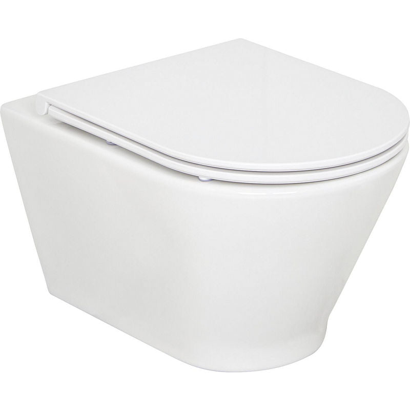 Pack combiné Alaseja Wand-fond creux WC bord de rinçagelos et Abattant WC Edoma Sandwich softclose